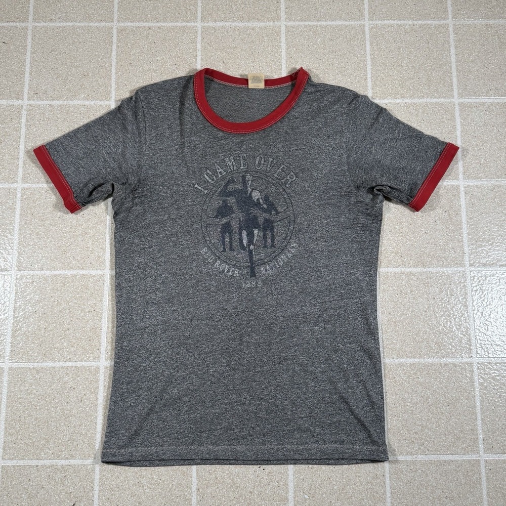 Vintage 90s Abercrombie And Fitch Ringer T Shirt Size Small Red Rover Paper Thin